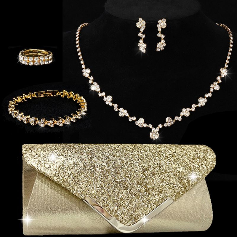 Borse da sera da donna, borsa da pranzo, bracciale, semplice catena con artigli, orecchini a bottone alla moda, bracciale, anello, collana, set per donna_voghion.com