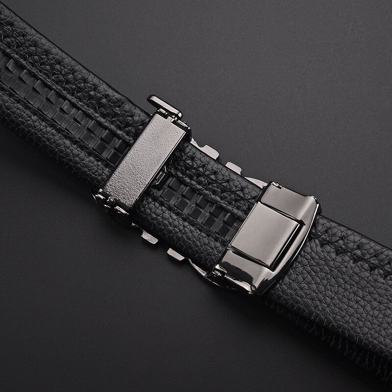 HOT Men Automatic Buckle Alloy Letter Cowhide Versatile Minimalist Western Pants Jeans Business Casual Men's Belt_voghion.com