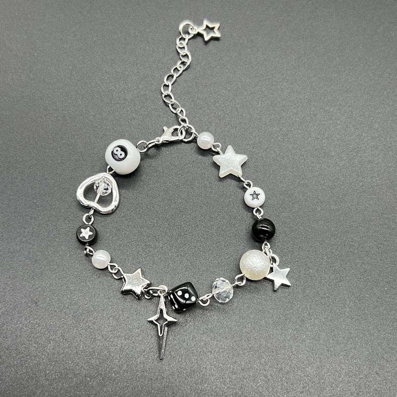 Couple Bracelets Best Friends Black And White Dice Hip Hop Handmade Guitar Microphone Pentagram Jewelry_voghion.com