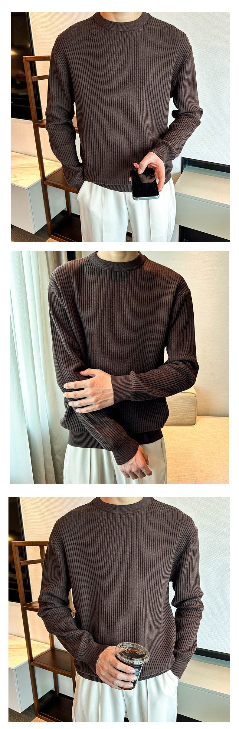 Men’s Slim-Fit High Neck Sweater – 7 Solid Colors, Breathable & Wrinkle-Resistant For Business Casual & Layering_voghion.com