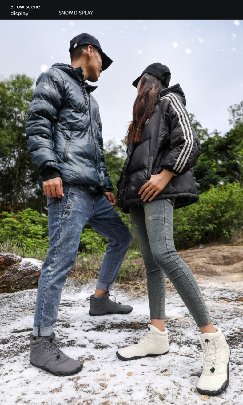 Cross-Border New Fleece-Lined Outdoor Men, Thickened Cold-Proof Five-Toe Shoes For Women, Couples' Large Size_voghion.com