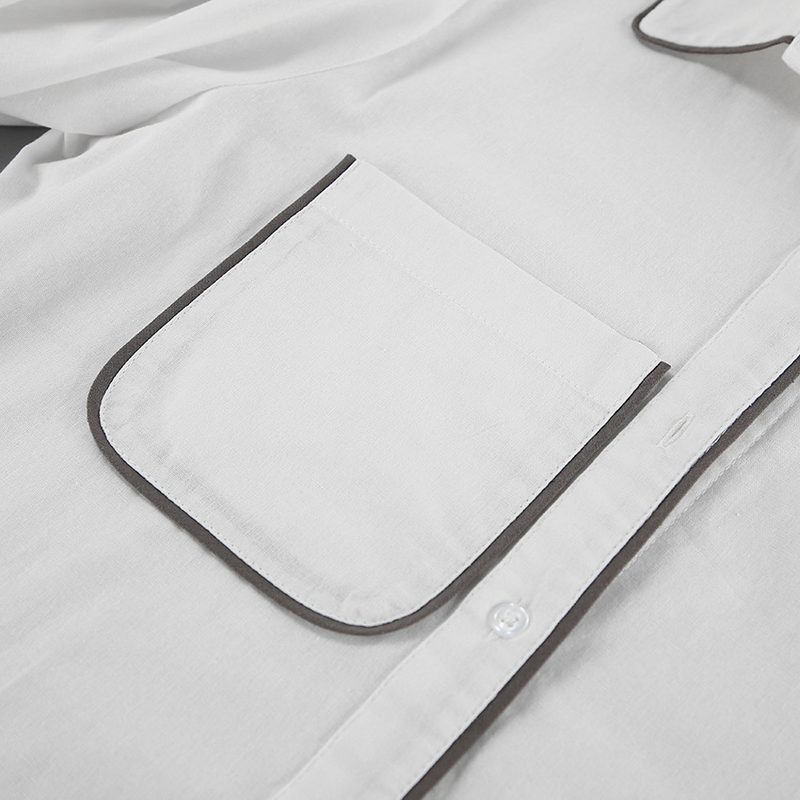 abito a maniche lunghe in cotone e lino moda casual design da donna camicia a contrasto in bianco e nero pantaloncini set da due pezzi_voghion.com