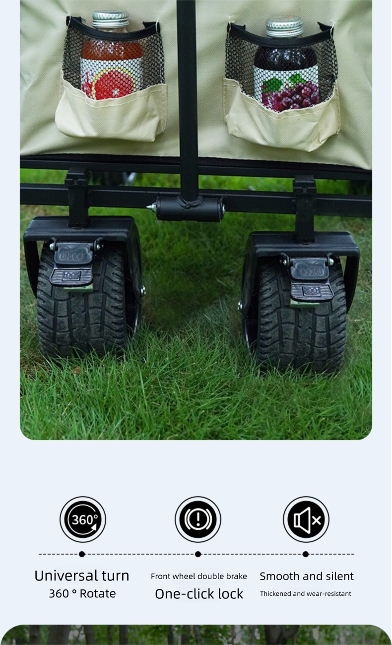 Tragbarer Picknickwagen für den Außenbereich, kleiner Anhänger, Campingwagen, Faltwagen_voghion.com