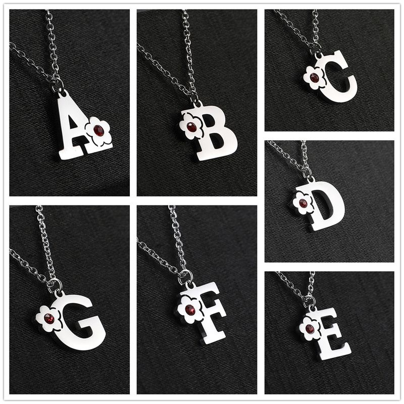 Collar con inicial de acero inoxidable con letras mayúsculas de cristal Skyrim para mujer, colgante con alfabeto A-Z, gargantilla, tendencia 2024_voghion.com