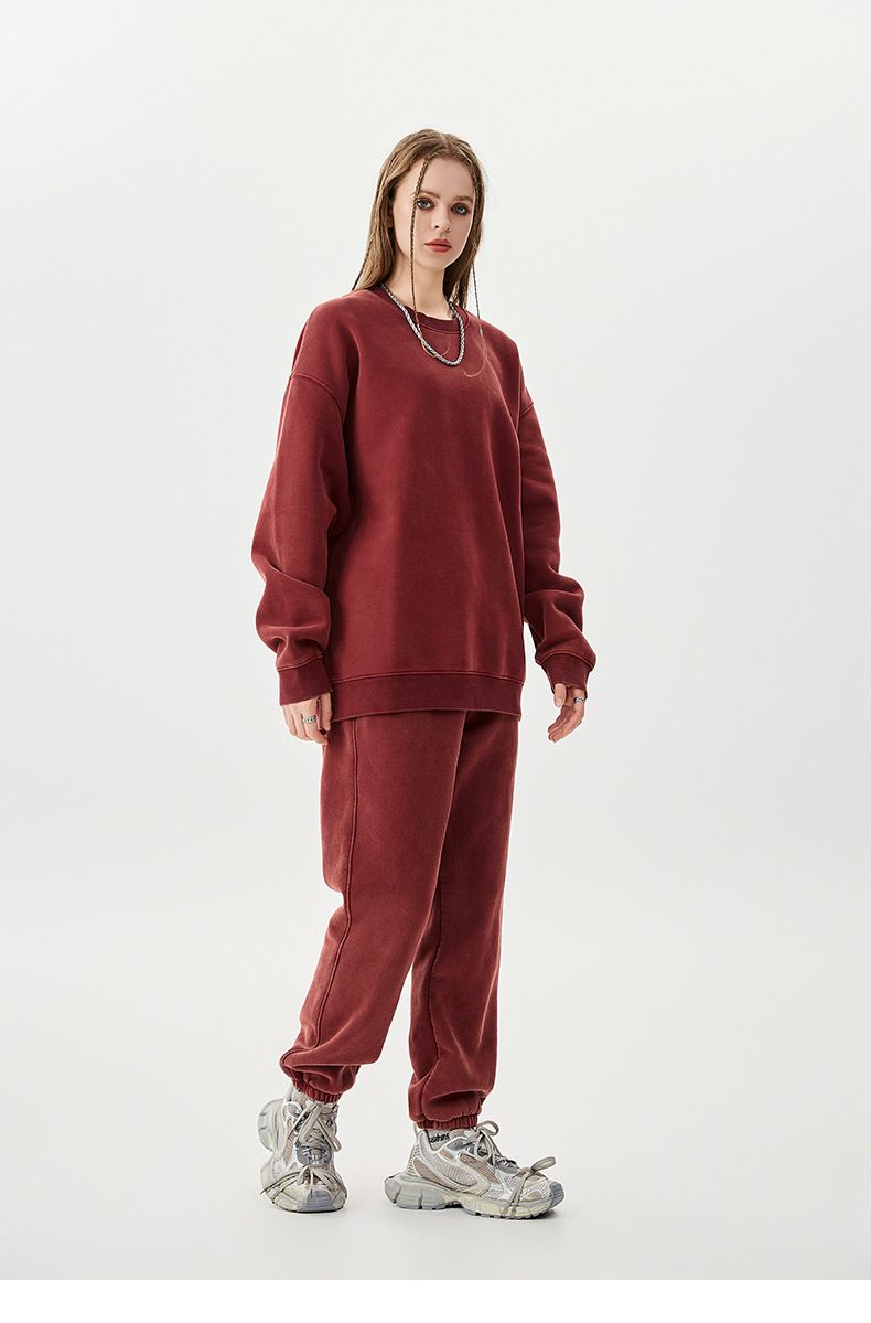Unisex Heavyweight Fleece Tracksuit – Vintage Batik Print Hoodie & Jogger Set (S-XXL, 58% Polyester 42% Cotton)_voghion.com