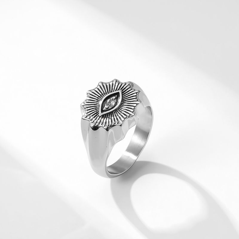 Anello da uomo in acciaio inossidabile con occhio in stile retrò, anello di nicchia neutro freddo in acciaio al titanio con occhio a lacrima_voghion.com