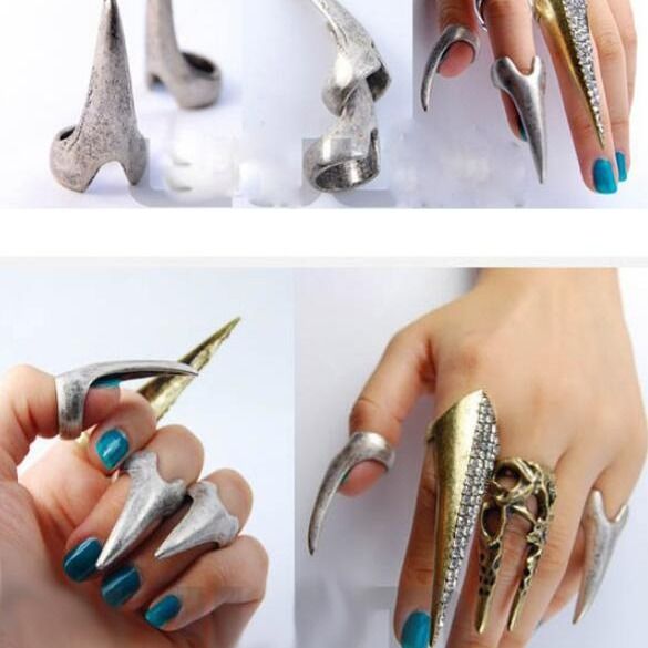 Accessori moda gotico artiglio chiodo stile punk anello esagerato per le donne_voghion.com
