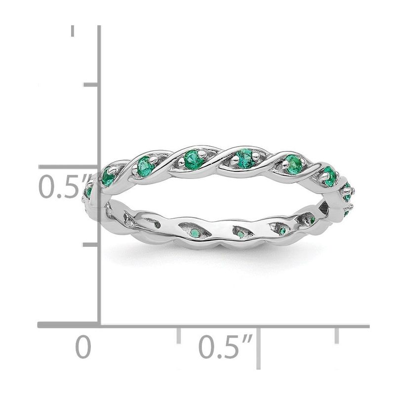 Sterling Silver Stackable Expressions Created Emerald Ring_voghion.com
