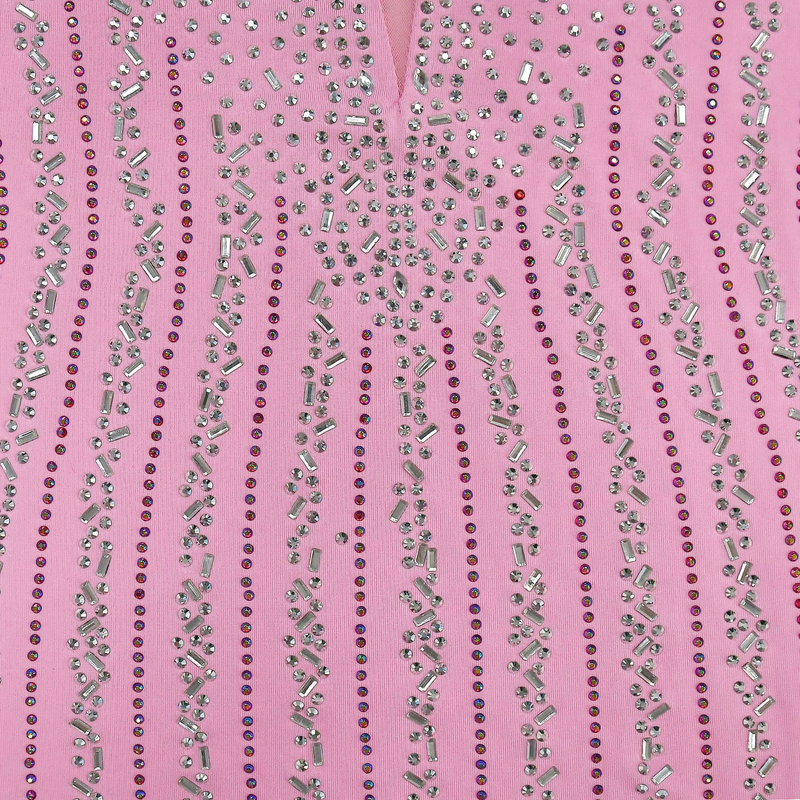 Women's solid color rhinestone mesh feather suspender skirt dress_voghion.com