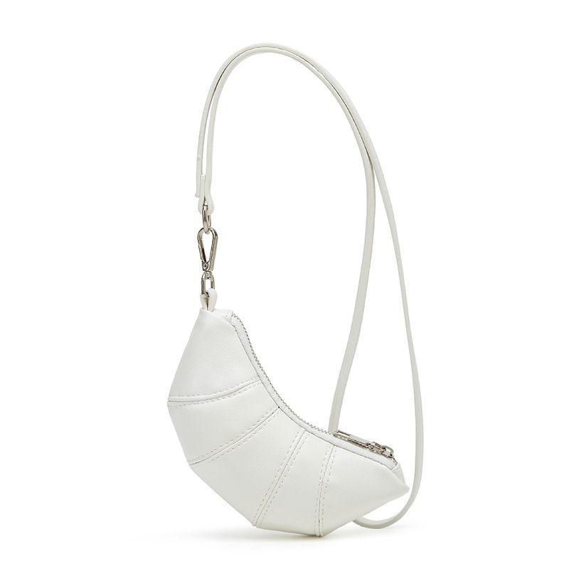 Nischendesign Strukturierte Mini-Croissant-Tasche aus weichem Leder Exquisites Hand-Schlüsselband-Geldbörse_voghion.com