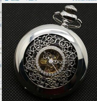 Metal White Polished Double Open Cover Mechanical Glossy Student Gift Commemorative Pocket Watch_voghion.com