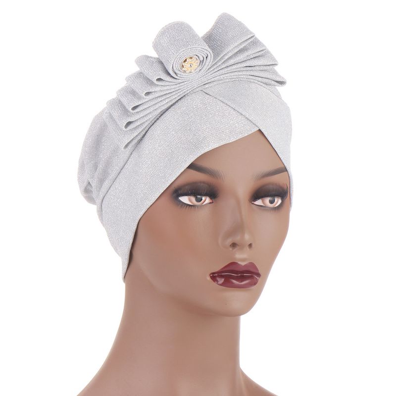 Accesorios para cinturón de flores rizadas, sombrero turbante de tela de seda brillante multicolor_voghion.com
