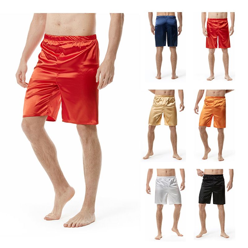 Premium Products Fengxia New Solid Color Sleeper For Men, European Silk Shorts, Large Size Beach Pants_voghion.com