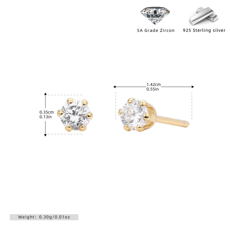 Orecchini a bottone da donna in argento sterling con zirconi cubici, forma geometrica minimalista a forma di osso, argento 925 placcato in oro bianco e oro giallo_voghion.com