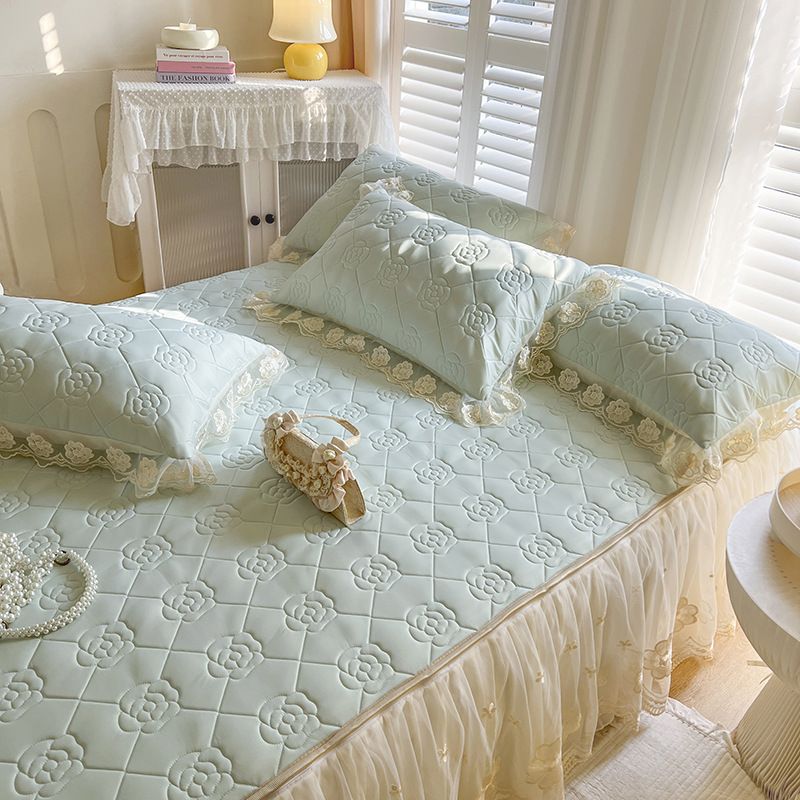 Nuovo stile principessa seta lattice fresco ispessito, sfoderabile, lavabile, trapunta estiva lavabile set da 4 pezzi_voghion.com
