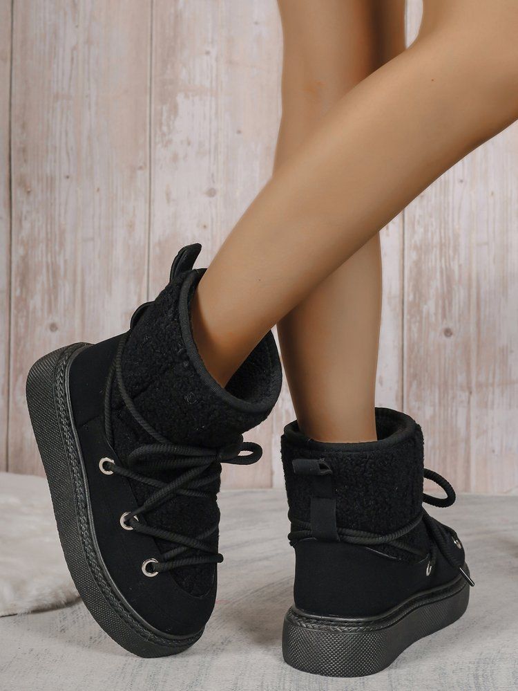 Women's Shoes large size thick bottom cross strap snow boots autumn and winter new thickened mid tube knee length warm women's boots_voghion.com
