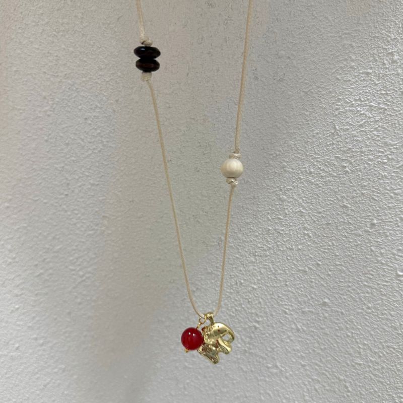 Elephant Pendant Necklace Female Hand-woven Colored Natural Stone Neck Chain Light Luxury Niche New Chinese Beaded Sweater Chain_voghion.com