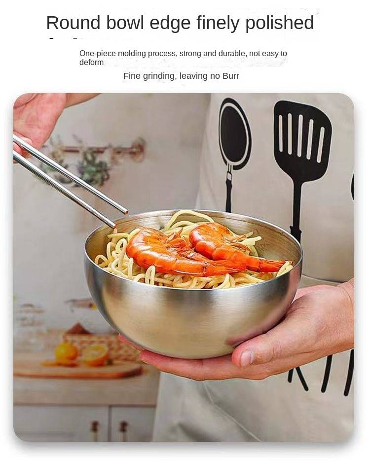 Μπολ για κρύα noodles από ανοξείδωτο ατσάλι - Κομψό χρυσό μπολ ανάμειξης για ρύζι, λαχανικά και φρουτοσαλάτα - Ευέλικτο σετ σερβιρίσματος_voghion.com