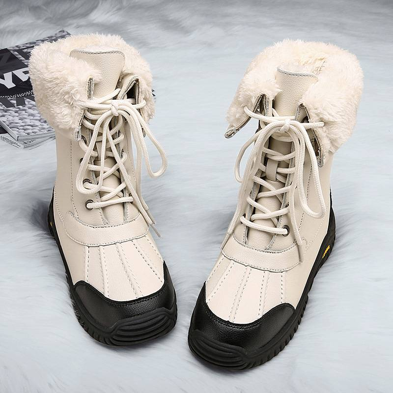 Chaussures pour femmes Bottes de neige d'extérieur Bottes Martin pour femmes Plus Velours Chaud Femmes Imperméables Antidérapantes Chaussures montantes en coton_voghion.com