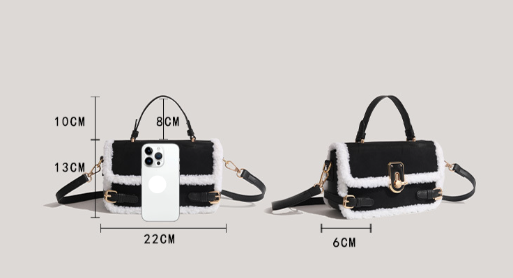 Women's genuine handbags for women 2024 plush lock small square bag high end versatile messenger bag_voghion.com