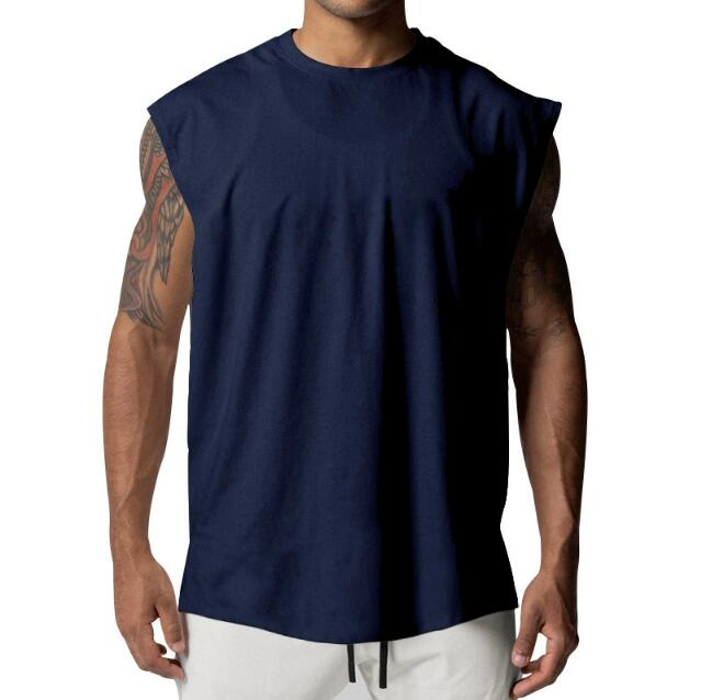 Summer Men's Round Collar Pure Color Sleeveless Jerkin Type Quick Drying Fitness Vest S-3XL_voghion.com