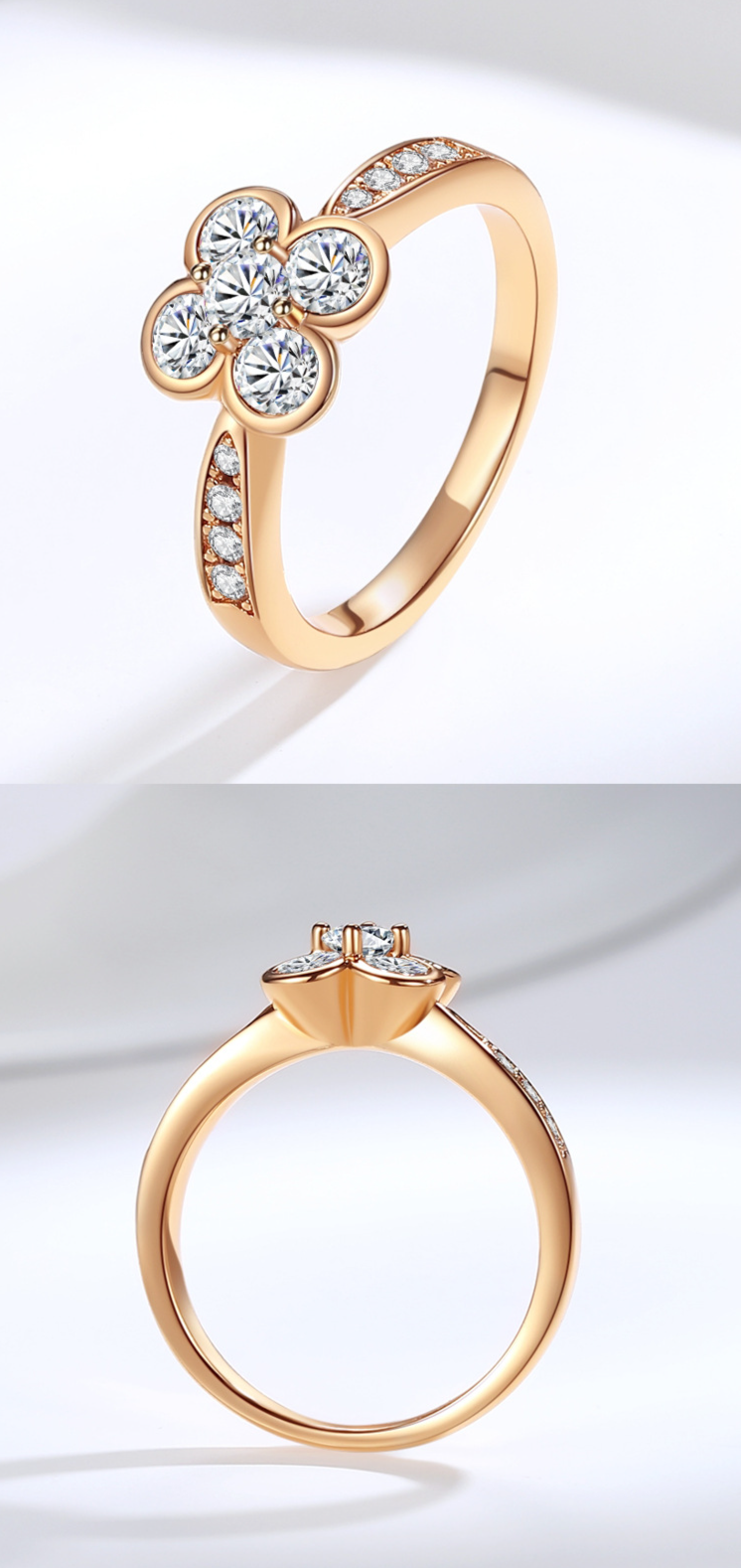 Anello in argento S925 per donna, nuovo anello classico alla moda con quadrifoglio, moissanite e diamanti_voghion.com