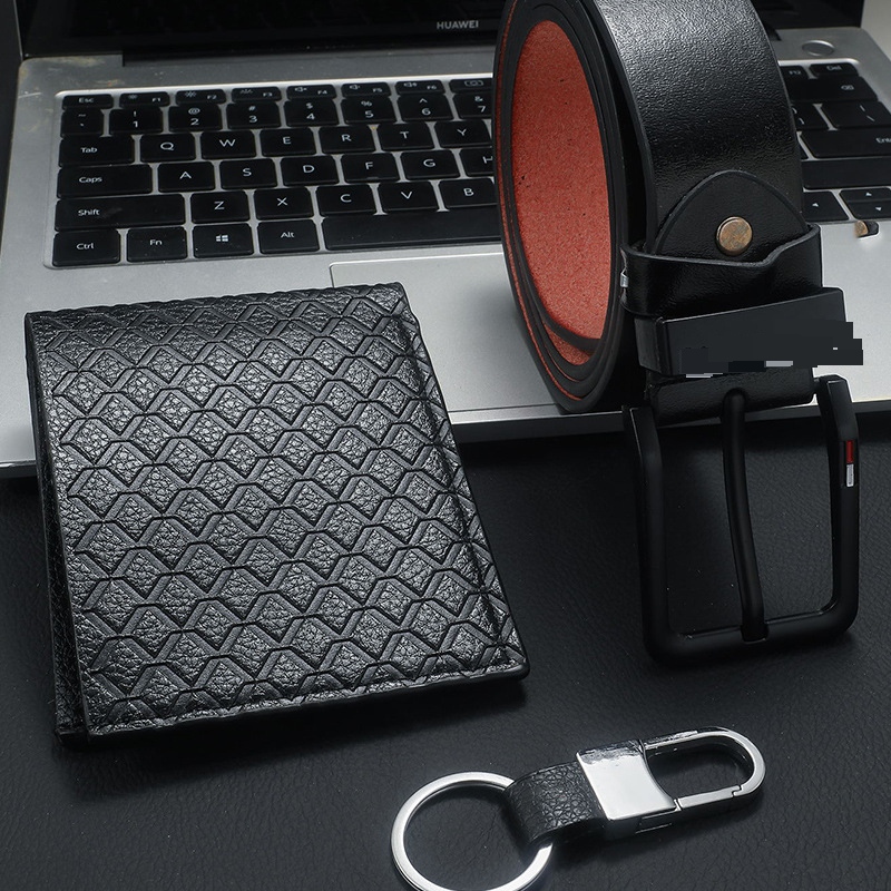 Geschenkset für Herrentaschen, Gürtel, Geldbörse, Schlüsselanhänger, dreiteilige High-End-Geschenkbox, exquisites Business-Geschenkset für Herren_voghion.com