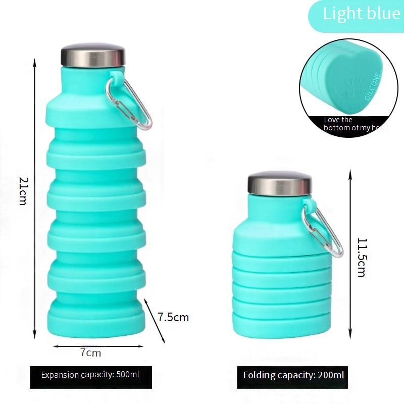 Borraccia pieghevole a forma di cuore da 500 ml - Tazza da viaggio in silicone a prova di perdite per palestra all'aperto ed escursionismo, borraccia sportiva pieghevole portatile_voghion.com