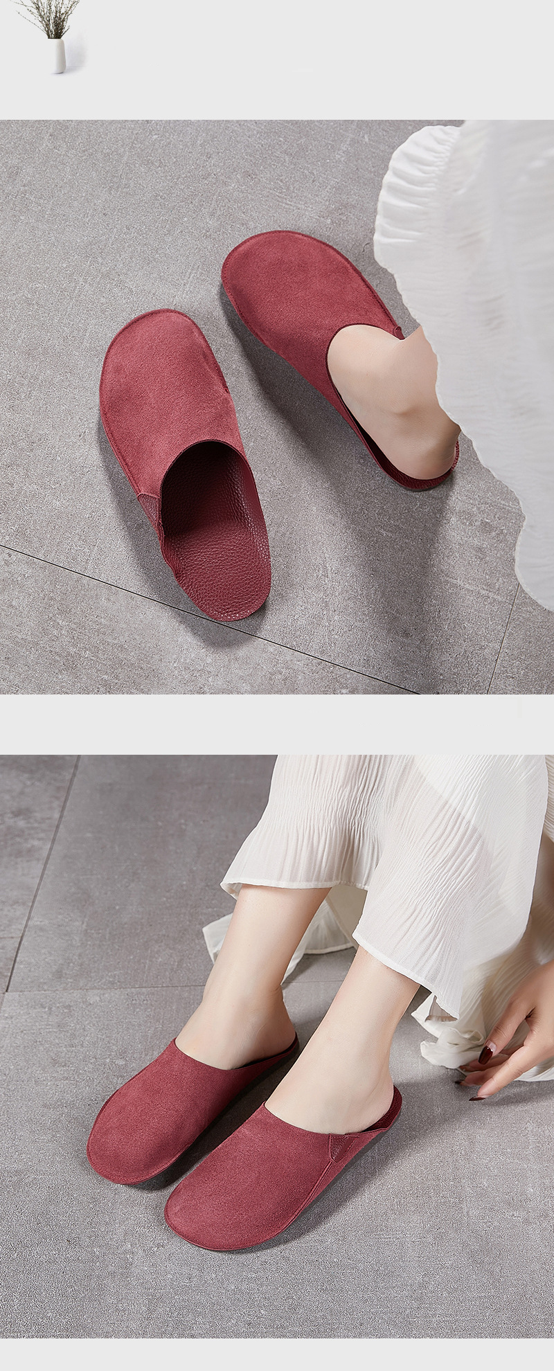 Women’s Shoes New Top Layer Cowhide Half Slippers Casual Versatile Comfortable Thickened Soft Bottom Flat Sandals_voghion.com