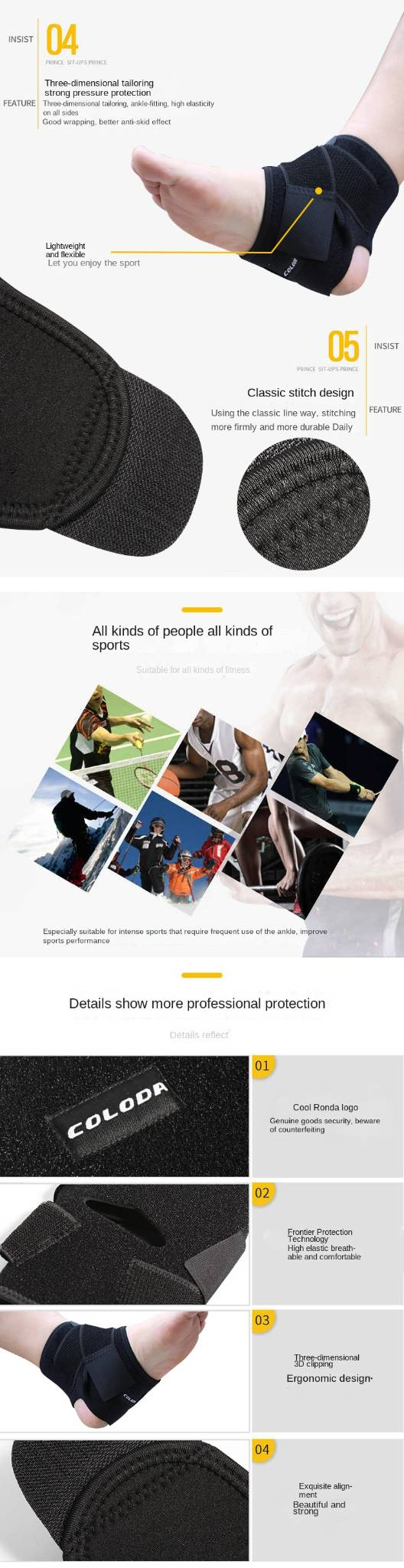 Tutore per caviglia Coloda per lo sport CLD-JS03 (coppia)_voghion.com