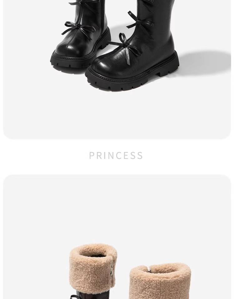 Mädchen Lange Stiefel 2025-1 Herbst/Winter Neue Stil Fleece Baumwolle Stiefel_voghion.com