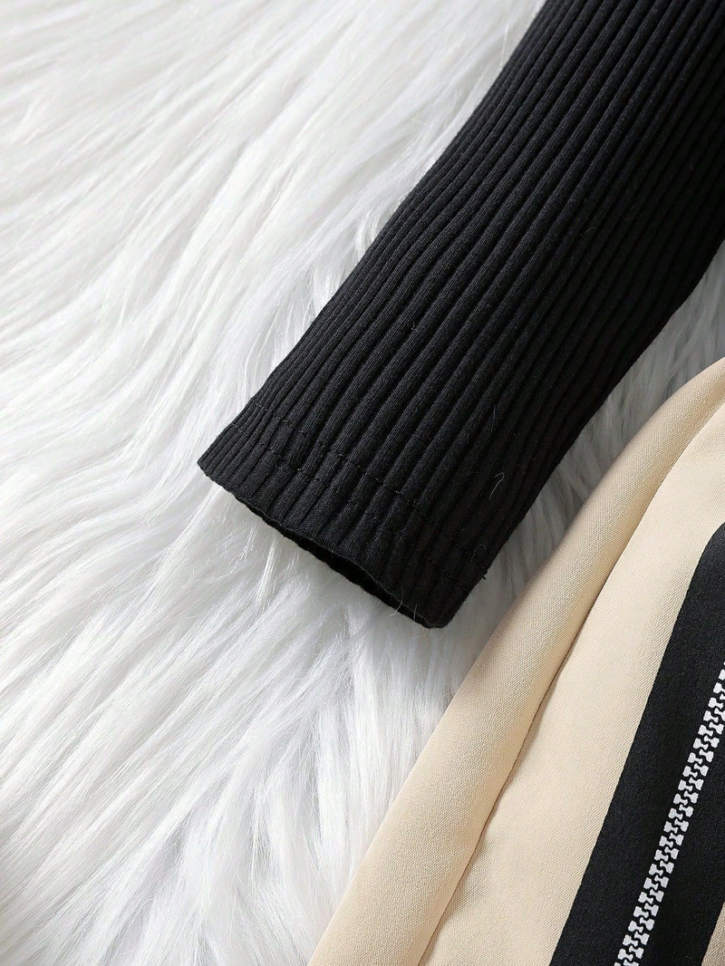 "Trendiges Trainingsanzug-Set mit Buchstabendruck für Mädchen – Langarmshirt und Cargohose für 3–8 Jahre (100–140 cm), bequemer Polyester"_voghion.com