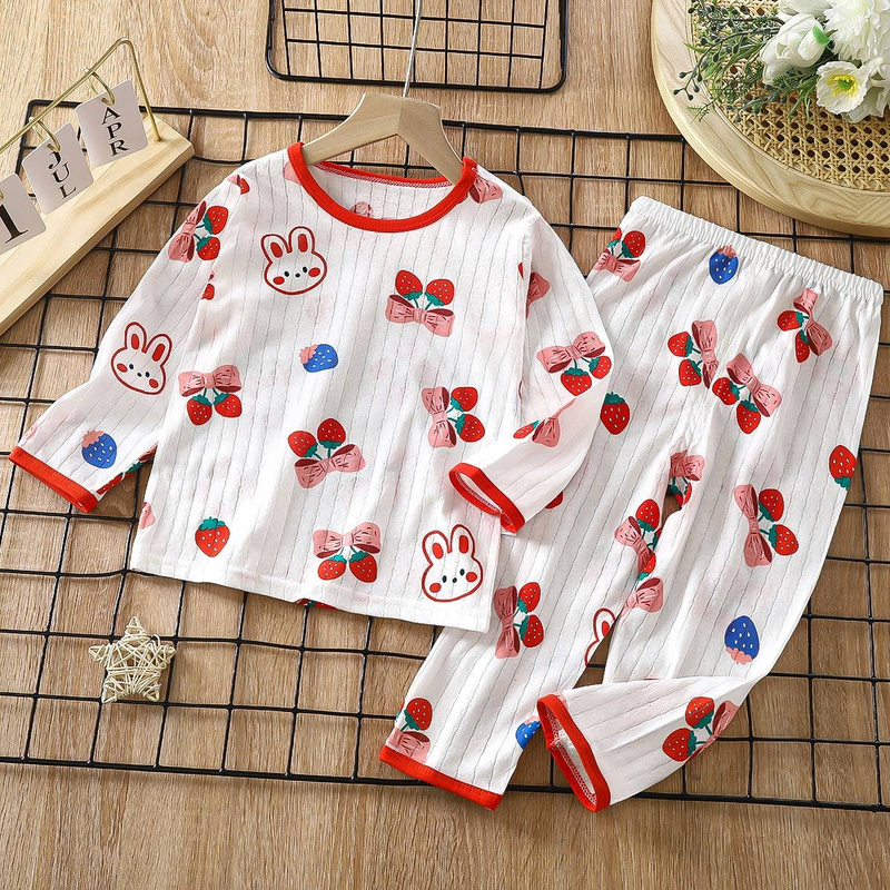 Pigiama per bambini in morbido cotone traspirante, set di simpatici cartoni animati, a maniche lunghe, per la casa, per bambini da 0 a 5 anni_voghion.com