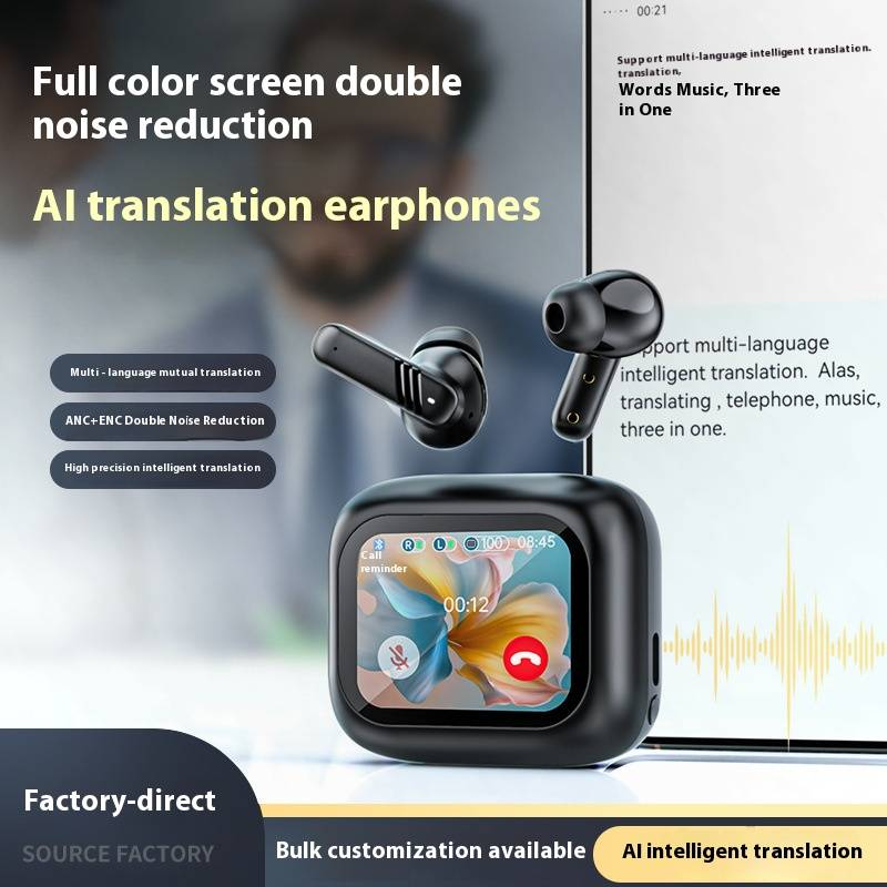 Auricolari Bluetooth wireless LX10 con schermo a colori intelligente, cancellazione del rumore AI, 8 ore di riproduzione, bassa latenza, impermeabilità IPX4_voghion.com