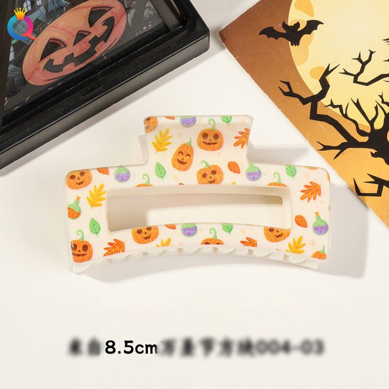 Mehrere Muster und Farben zur Auswahl. Halloween-Kürbis-Totenkopf-Hexe, 8,5–10,5 cm, UV-Druck, quadratischer Clip, Kopfschmuck für Mädchen_voghion.com