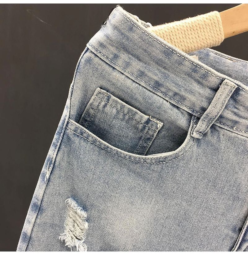 Broken Hole Jeans Men's 2025 Summer New Brand Thin Slim Fit Small Foot Trendy Rolled Edge Nine Part Casual Pants_voghion.com
