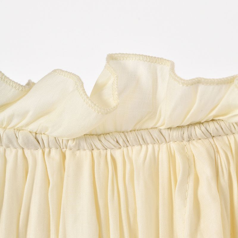 Odzież damska Sukienka w stylu temperamentu długa spódnica dla kobiet o nieregularnym, falbaniastym wzorze i luźna sukienka z dekoltem w serek i szeroką rozkloszowaną spódnicą_voghion.com