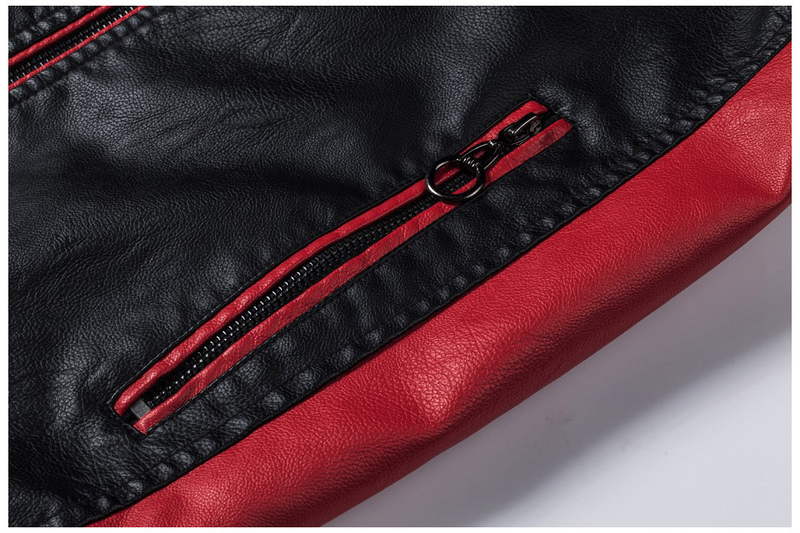 Men's Clothing leisure motorcycle patchwork leather jacket men's fashion stand up collar retro warm leather jacket_voghion.com