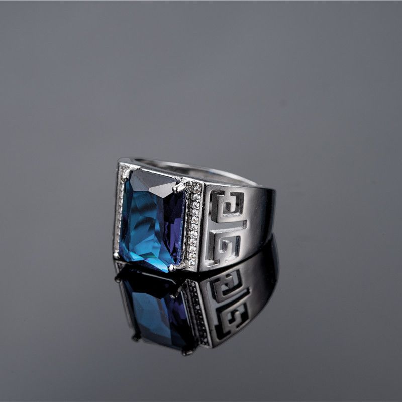 Mode Männer Ring mit Saphir Zirkon Edelstein Zubehör Sier Schmuck Open Finger Ringe Hochzeit Partei Geschenke Großhandel_voghion.com