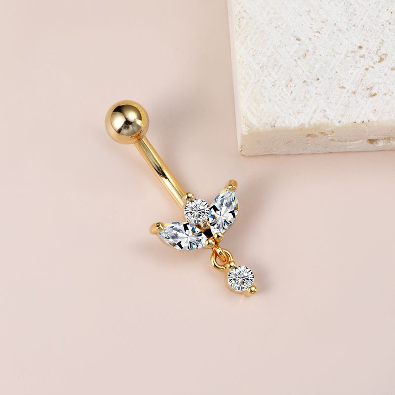 Piercing per ombelico con nappa pendente - Zircone cubico AAA e acciaio chirurgico 316L, gioiello per il corpo Y2K (14G/16G, ipoallergenico, confezione regalo)_voghion.com