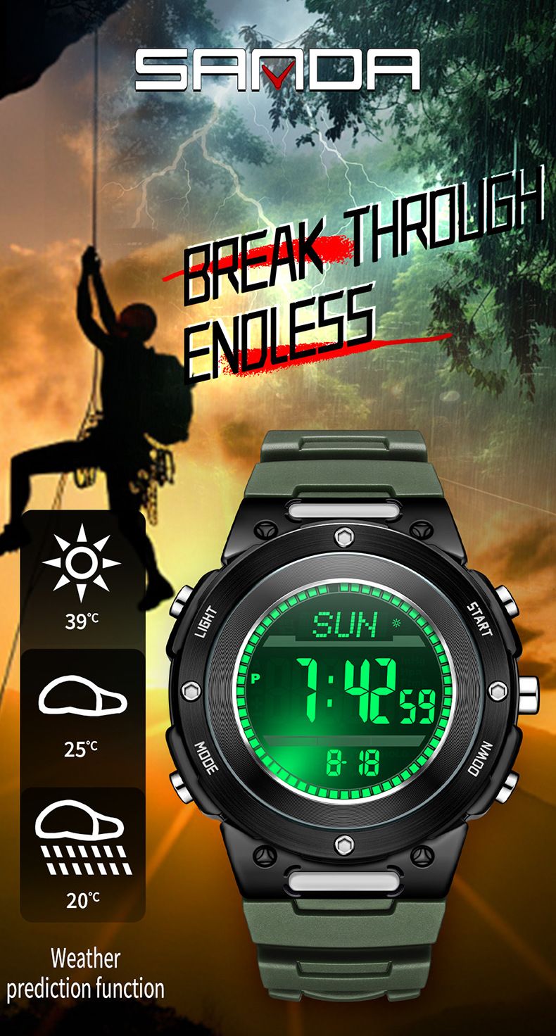 Orologio sportivo multifunzionale per esterni con altimetro, barometro, termometro, bussola e design impermeabile per escursionismo e avventura_voghion.com