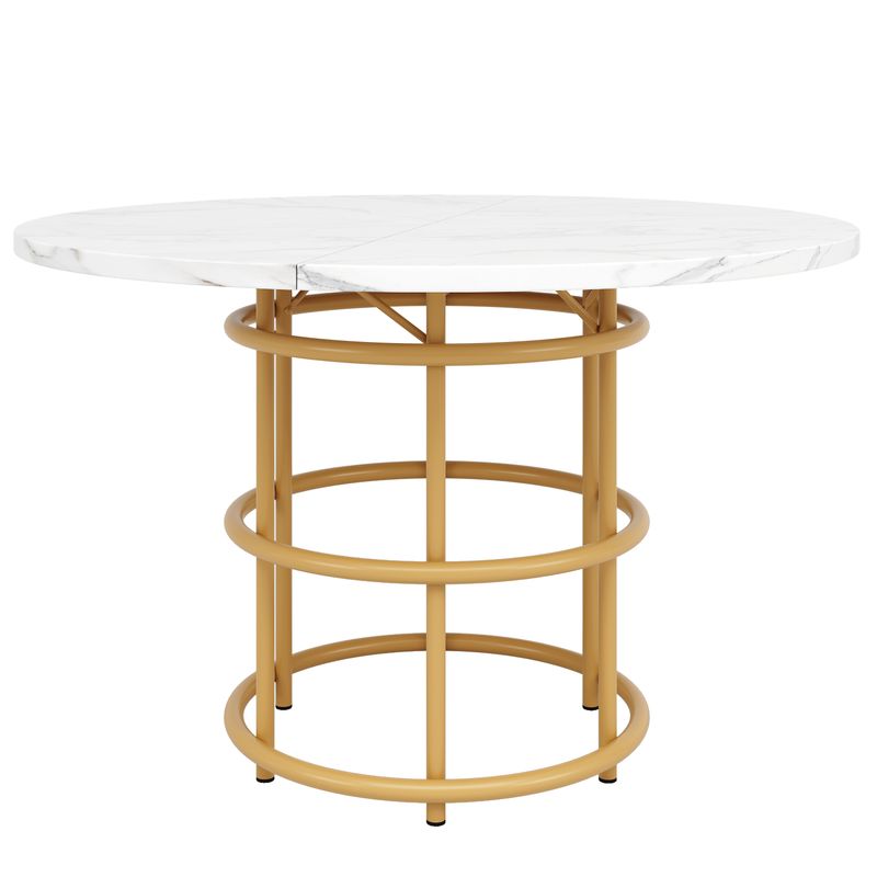 Ronder Esstisch 100x76cm Mit Marmorplatte, Goldene Ringbeine_voghion.com