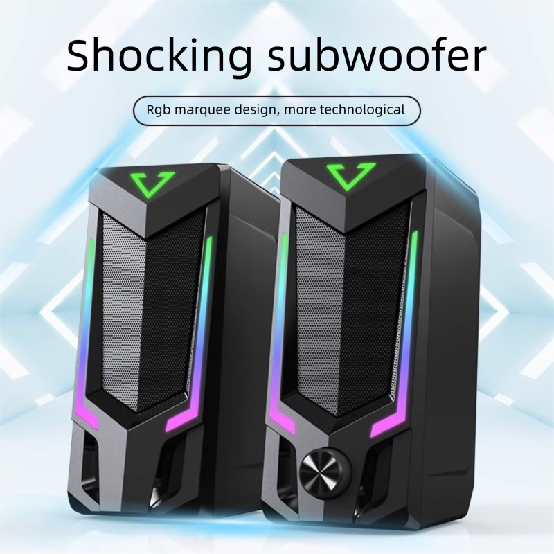 Saida Computer Home Laptop Universal Small Speaker Wired Colorful Light Desktop Subwoofer_voghion.com