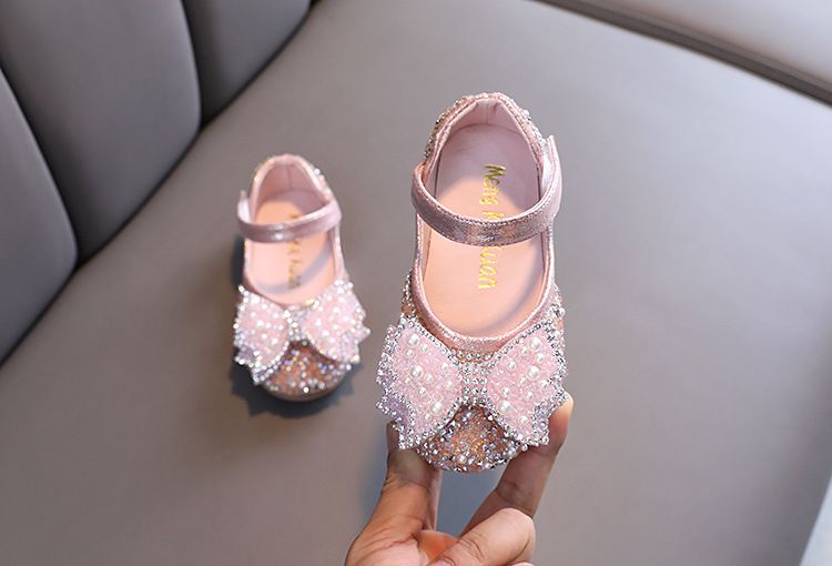 Mädchen Prinzessin Square Mund Strass Schleife Einzelschuh Schuhe Show Tanzschuhe_voghion.com