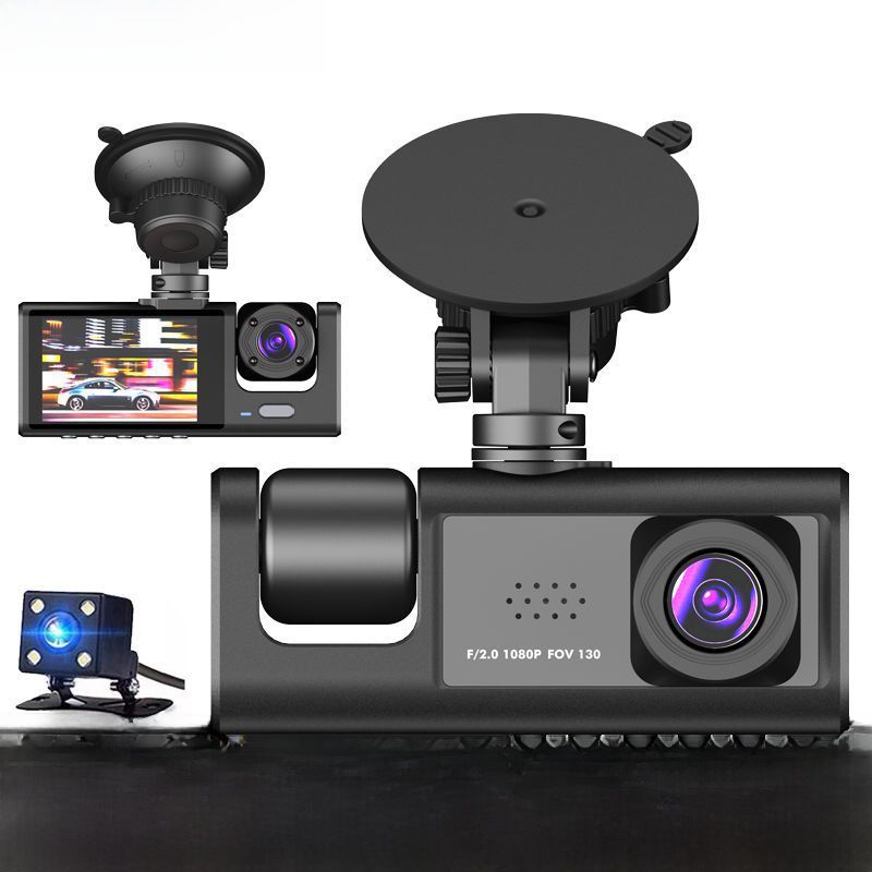 Privát Model 3 objektíves videórögzítő 2 hüvelykes képernyős autós felvevő HD éjjellátó DASHCAM autós DVR_voghion.com