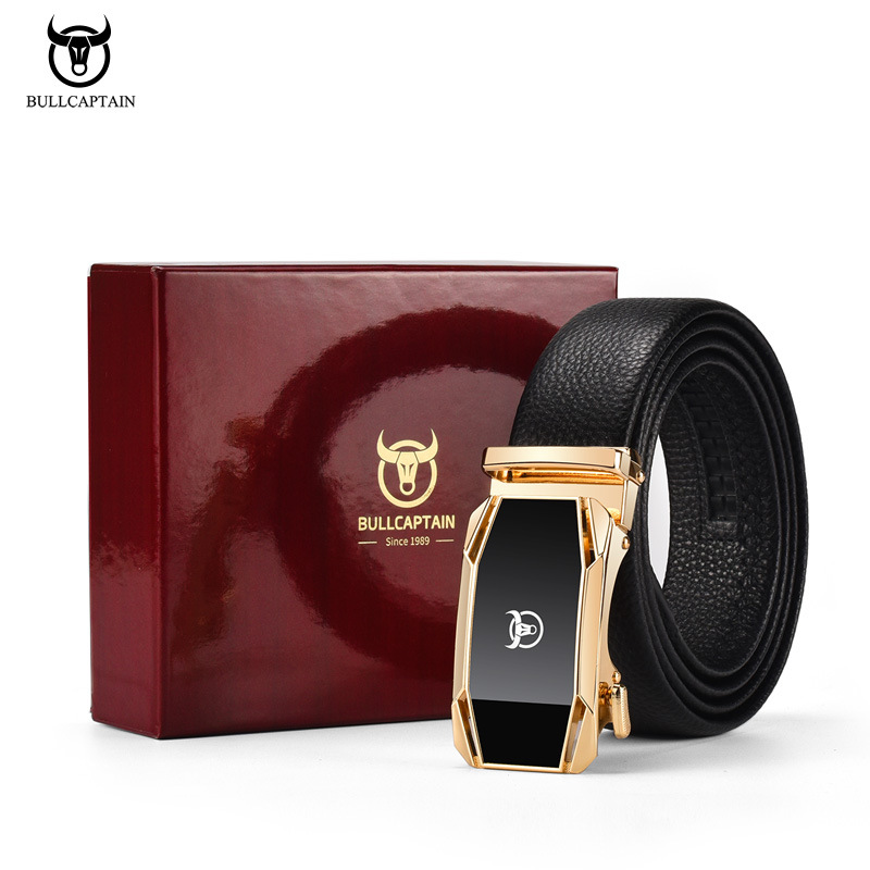 Neue Cow Captain Ledergürtel aus echtem Leder, Gürtel für Herren, echte Gürtel, automatische Schnalle, Schicht, Rindsleder, Hosengürtel, Geschenkbox_voghion.com