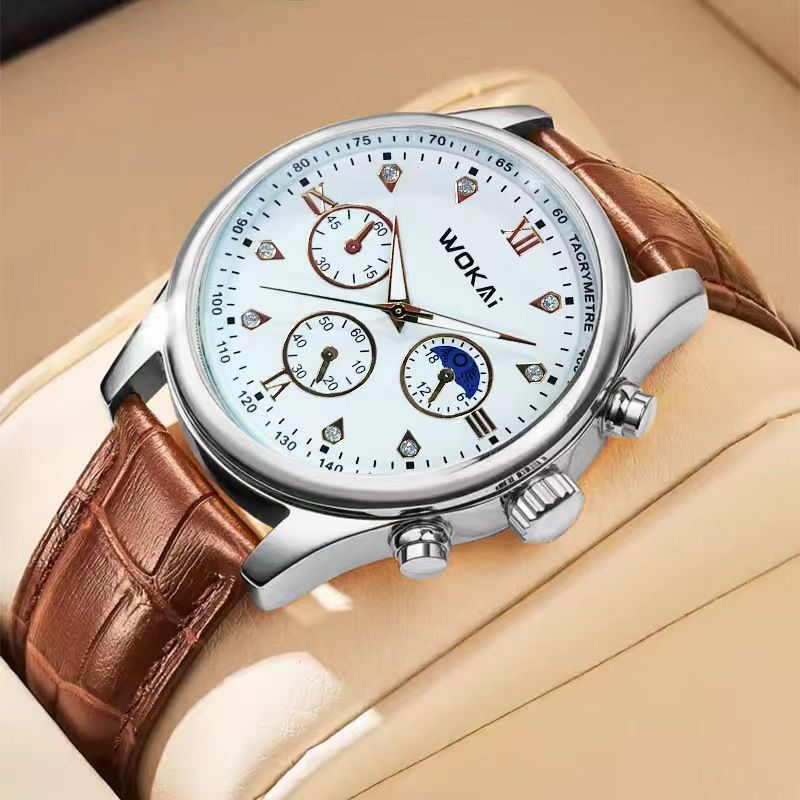 Business Casual Leather Strap Quartz Sports Men's Watch_voghion.com