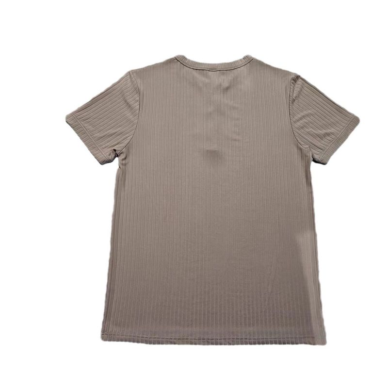 Abbigliamento da uomo T-shirt slim a maniche corte con scollo a V e bottoni casual in tinta unita_voghion.com