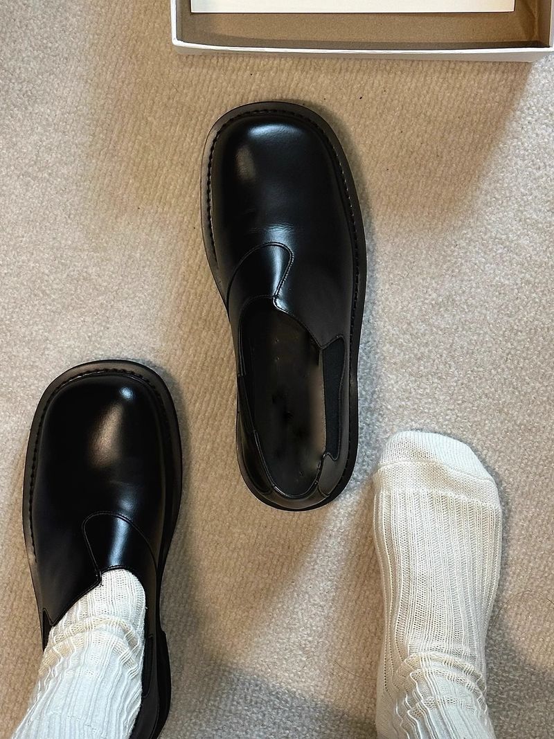 Chaussures Derby tendance en cuir élastique pour homme, style décontracté, bout haut et bas, style décontracté ..._voghion.com