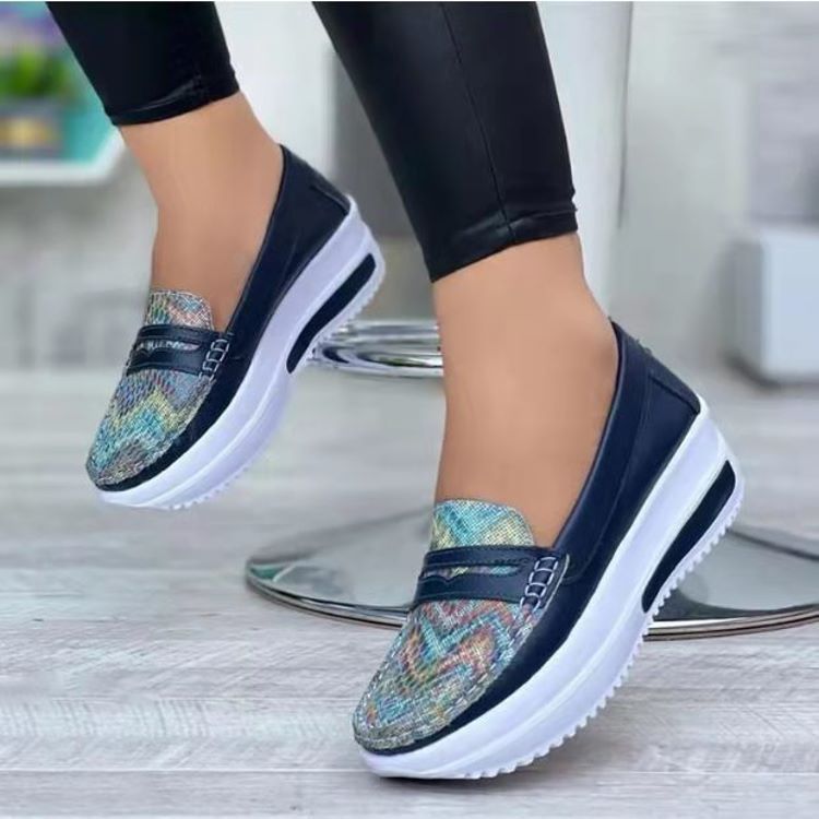 Cross-Border Plus Size New Summer 2025 Color Blo Casual Shoes For Women Round Toe Low-Cut Wedge Fashion Loafers In_voghion.com